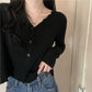 Early Autumn V-neck Sweater Long-sleeved Cardigan Sweater Small Coat All-match Female Gentle Wind Ladies Slim Pure Color Simple Top