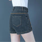 WTEMPO High Waist Denim Shorts Women Loose Elastic Plus Size Button Zipper Casual Shorts