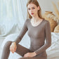 Women Winter Autumn Warm Clothes Thermal Underwear O-neck Female Thicken Tight Suit Windproof Comfortable Soft Lining Long Sleeve High Elasticity Slim
