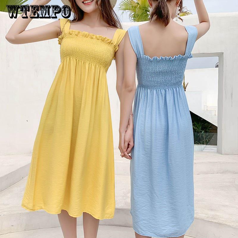 Women's dress with suspenders Temperament Chiffon Dress