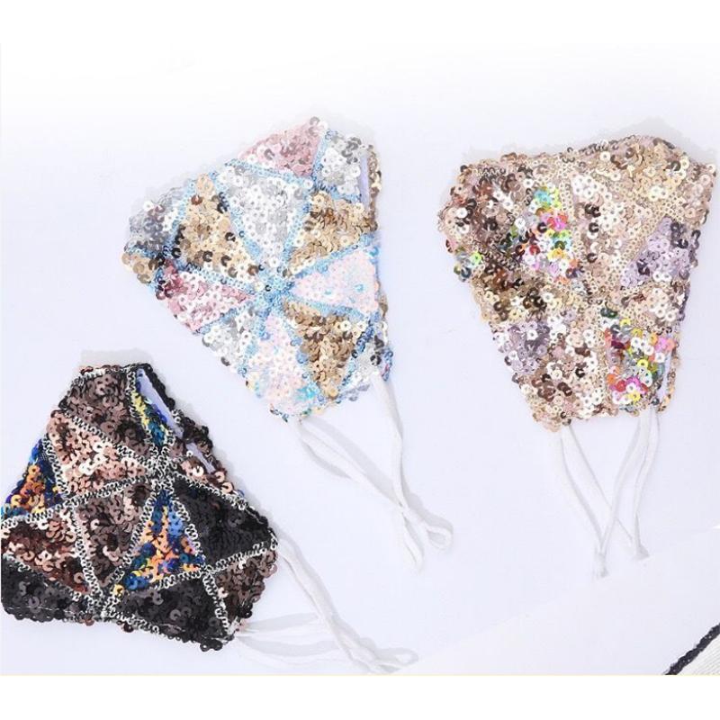 Women's Colorful Sequins Masks Breathable Dustproof Sunscreen Facial Mask Adjustable Ear-hook Multi-color Protective Masks Face Nose Coverage Masks