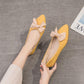 Pointed Single Shoes Women's All-match Flat Bow A Pedal Retro Leather Shoes Soft and Comfortable Non-slip Flat Leather Shoes
