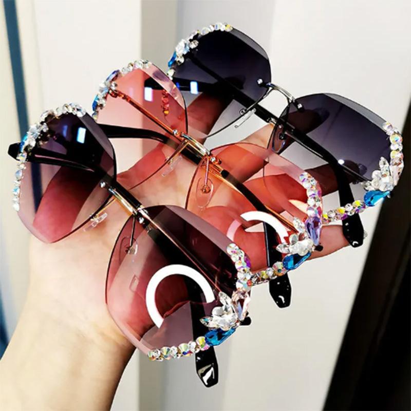 Gradient Sunglasses Women's Diamond Fashion Round Face Ladies Sunglasses Sunglasses Sunglasses UV Protection