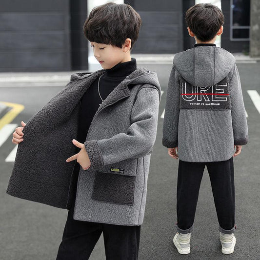 Holiday Christmas Clothes Girls' Jackets Children's Double-sided Woolen Coats Mid-length Red Fashion