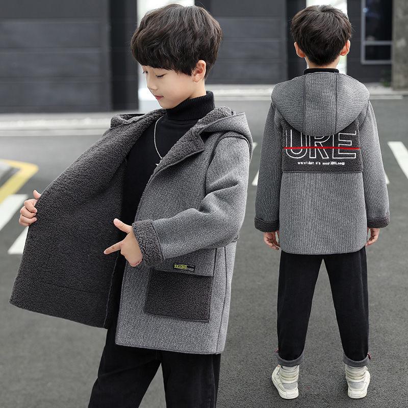 Holiday Christmas Clothes Girls' Jackets Children's Double-sided  Woolen Coats Mid-length Red Fashion