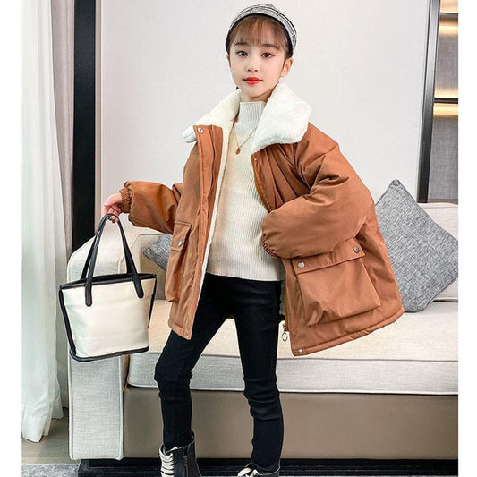 Girls' Cotton-padded Jacket Winter Style To Overcome Girls' Loose Warmth and Windproof Thick Padded Jacket