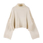 Women's Solid Color Half-neck Long Sleeve Pullover Sweater Casual Loose Tops Girl's Wild Sweater