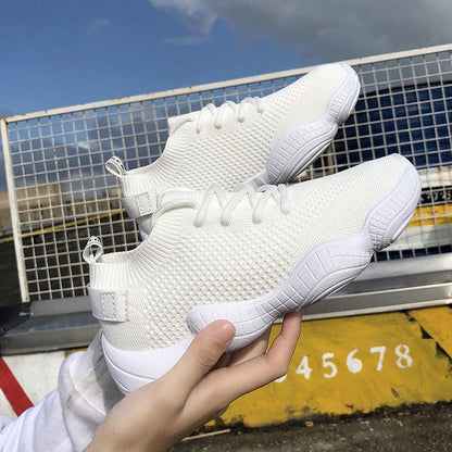 Women's Shoes Casual Sneaker Knitting Fabric Ladies Shoes Mesh Comfort Lace-up Flat Platform Shoes