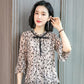 Chiffon Shirt Women's Fungus Collar Floral Trumpet Sleeve Small Shirt Elegant Bottoming Shirt