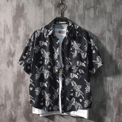 Shirt Men's Short-sleeved Summer Beach Flower Shirt Loose Shirt