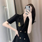 Summer French Design Suit Dress Women's Fashion Temperament Waist Pleated Suit Skirt