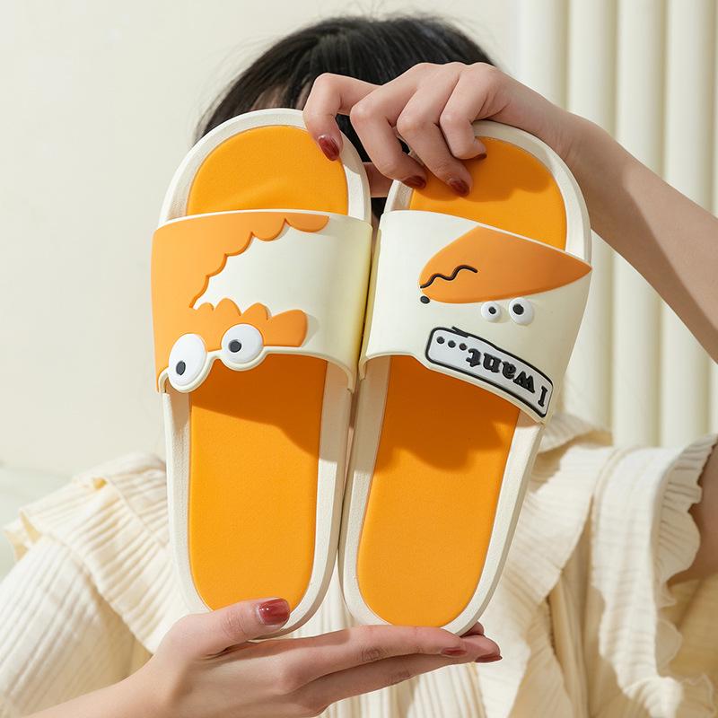 Slippers Summer Men and Women Cartoon Cute Soft Slippers Bathroom Non-slip Slippers Thick Bottom Outer Wear Slippers Unisex