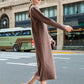 Autumn and Winter Thickened Base Sweater Skirt Loose Mid-length Over The Knee Dress Solid Color Knitted Sweater Skirt for Women