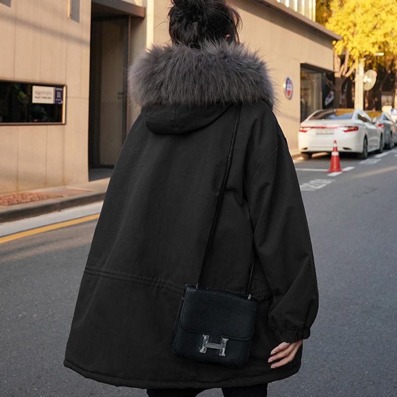 Winter Women's Tooling Parker Clothing Outdoor Fashion Loose Padded Jacket Mid-length Drawstring Slim Women's Padded Jacket