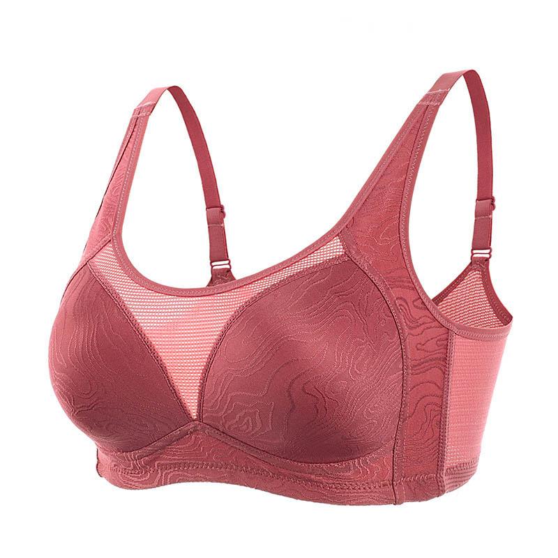 Women Thin No Steel Ring Large Size Anti-Sagging Glossy Fashion Style Top Support Breathable Sports Yoga Sweat-absorbing Soft and Comfortable Bra