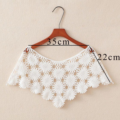 WTEMPO Lace Shawl Versatile  Pair with Dress Thin Sunscreen Solid Color Knotted Neckties Hollow
