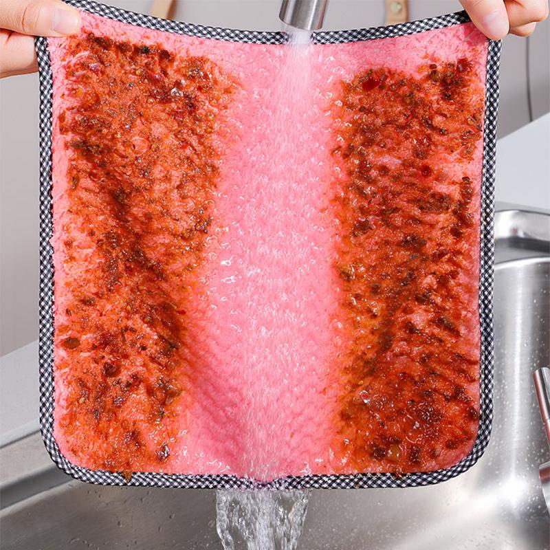 Kitchen Daily Dish Towel Dish Cloth Kitchen Rag Non-stick Oil Thickened Table Cleaning Cloth Absorbent Scouring Pad