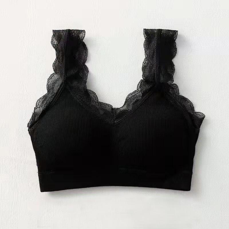 Women's Sexy Lace Wrapped Chest  Push Up Bra Top Beautiful Back Underwear Tube Top Wear Anti-glare Sports Underwear No Steel Ring Gather Chest