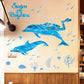 Dolphin Bathroom Bedroom Underwater World Wall Glass Decoration Green Removable Wall Sticker