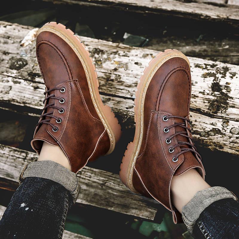 Men Boots High Top Man Shoes High Quality Leather Male Ankle Boot Tooling Chelse Footwear Antiskid