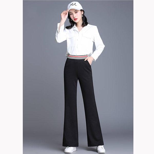 High Waist Slim Casual Pants Women's Korean Loose Spring and Autumn Wide Leg Pants Drop Feeling Straight Tube Micro Flared Trousers