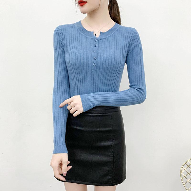 Sweater Women's Pullover Knitwear Long-sleeved Korean Version of Solid Color Slim Tops Trending Sweaters Autumn and Winter Top