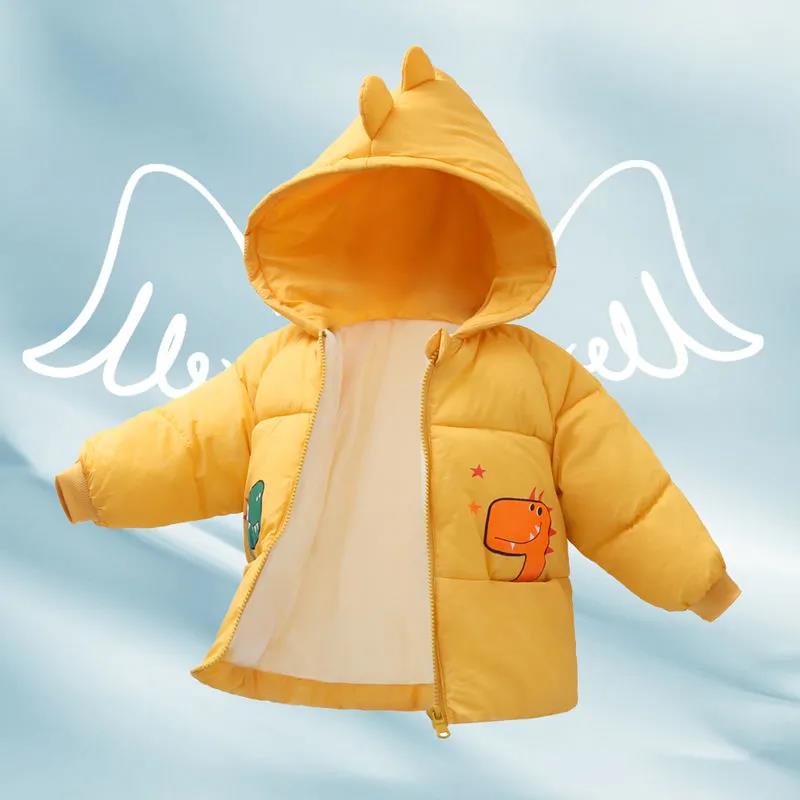 Girls' Down and Down Plus Velvet Thick Warm Jacket In Winter Windproof Padded Jacket