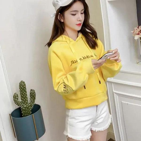 Thin Hooded Character Sweater Women Spring and Autumn All-match Loose Student Clothes