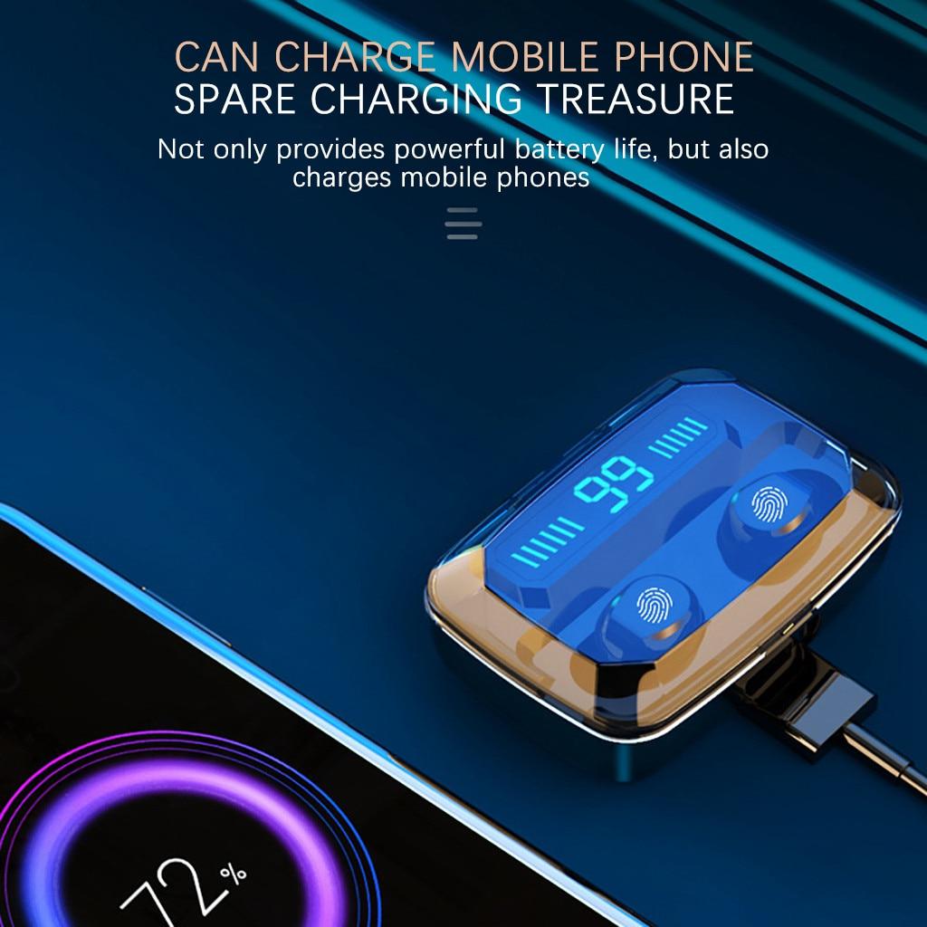 Bluetooth Earphones Mini LED Display Headphone Stero Sound 3500mah Power Bank Sport Wireless Headset