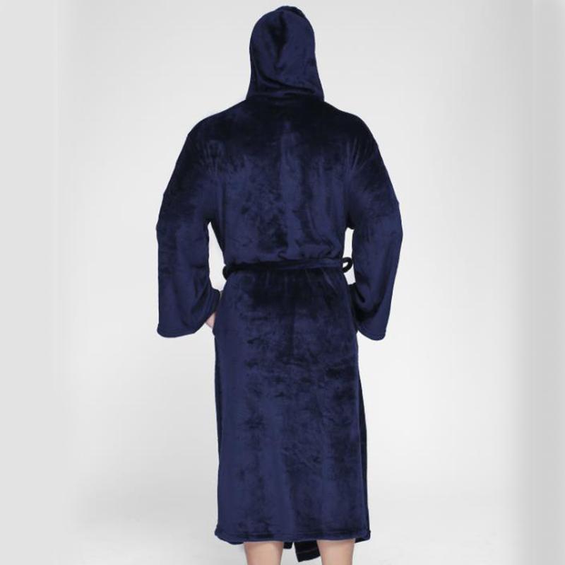Extra-large Size Bathrobe Winter Thick Cashmere Homewear Long Hooded Coat Shawl Bathrobe for Men and Women