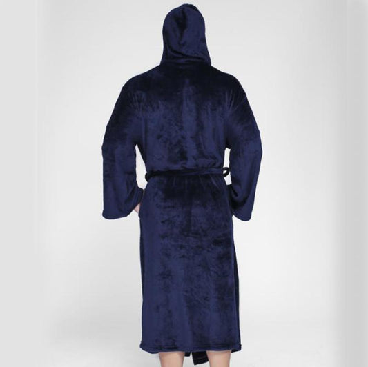 Extra-large Size Bathrobe Winter Thick Cashmere Homewear Long Hooded Coat Shawl Bathrobe for Men and Women