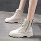 Woman Leather Ankle Boots Lace Up Shoes Woman Short Autumn Winter  Martin boots Platform Heels Working Boots Footwear