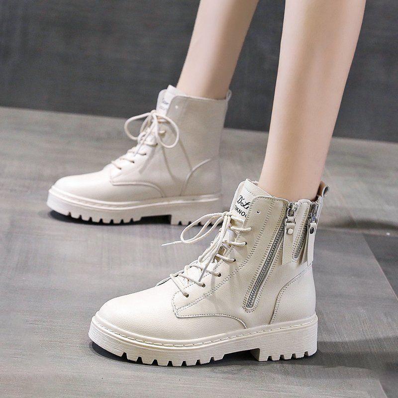 Woman Leather Ankle Boots Lace Up Shoes Woman Short Autumn Winter  Martin boots Platform Heels Working Boots Footwear