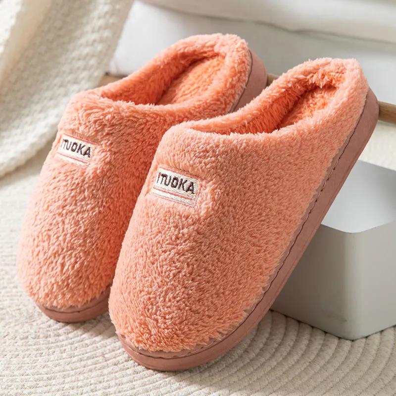 Warm Slippers Women Indoor Floor Flat Shoes Spring Autumn Winter Warm Home Cotton Plush Slippers