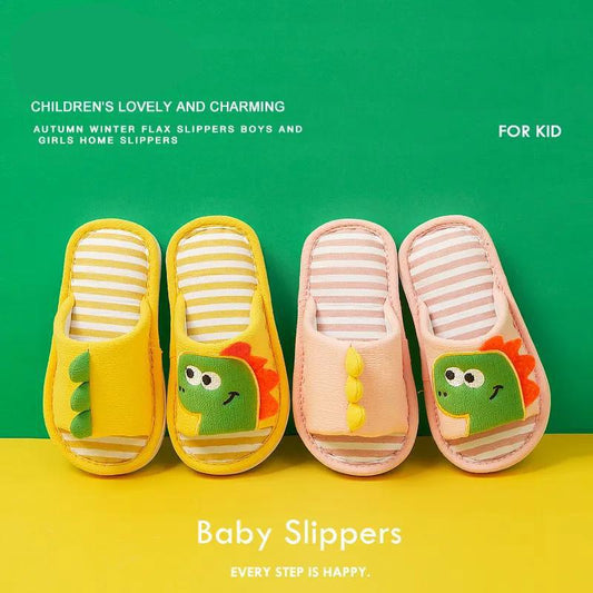 Children's Linen Cotton Slippers Indoor Non-slip Flat Shoes Home Essentials Suitable for All Seasons