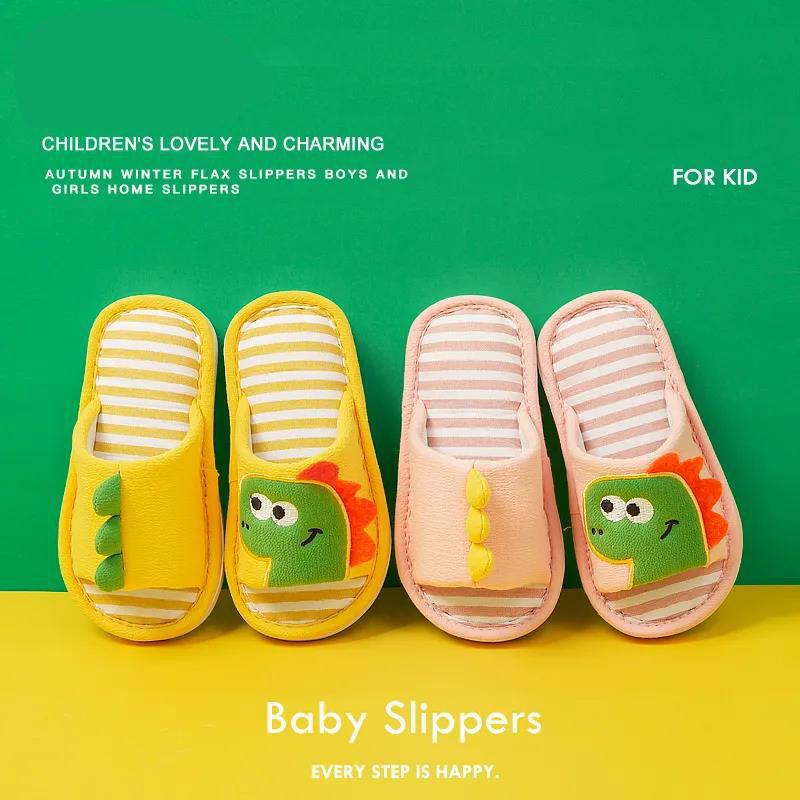 Children's Linen Cotton Slippers Indoor Non-slip Flat Shoes Home Essentials Suitable for All Seasons