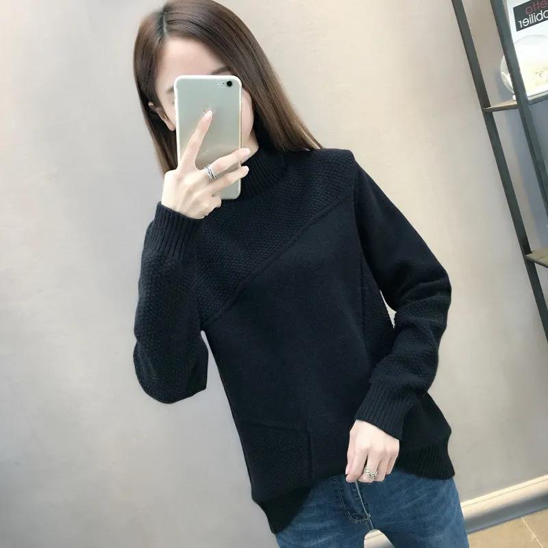 Shery Lady Round Neck Irregular Puff Sleeve Knitted Loose Pullover Sweater