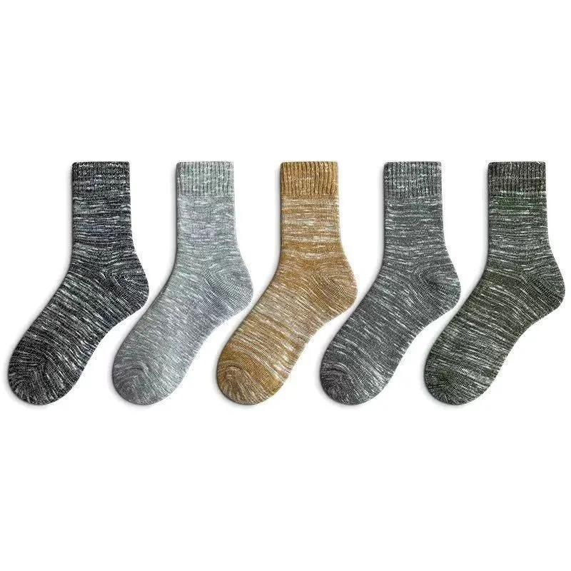 Thicken Tube Socks Men's Fashion Printing Plus Velvet Towel Socks Warm Winter Deodorant Cotton Socks