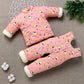 Boys and Girls Baby Handmade Cotton Clothes Set Children's Autumn and Winter Baby Solid Color Printed Pattern Warm Cotton Clothes