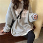 Sweater Women's Ins Plus Velvet Thickened Student Korean of The Loose BF Lazy Style Letter Printing Top Hooded Jacket Printing Pullover Sweater