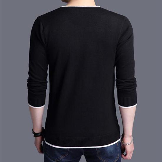 Mens Sweater Winter Warm Knitted Sweater Casual Pullovers V-Neck Long Sleeve Slim Cashmere Sweaters
