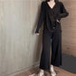 2PCS Women's Solid Color Suit Autumn and Winter Knitted V-neck Cardigan Jacket + Casual Straight Wide Leg Pants Two-piece Suit Loose Casual Sets