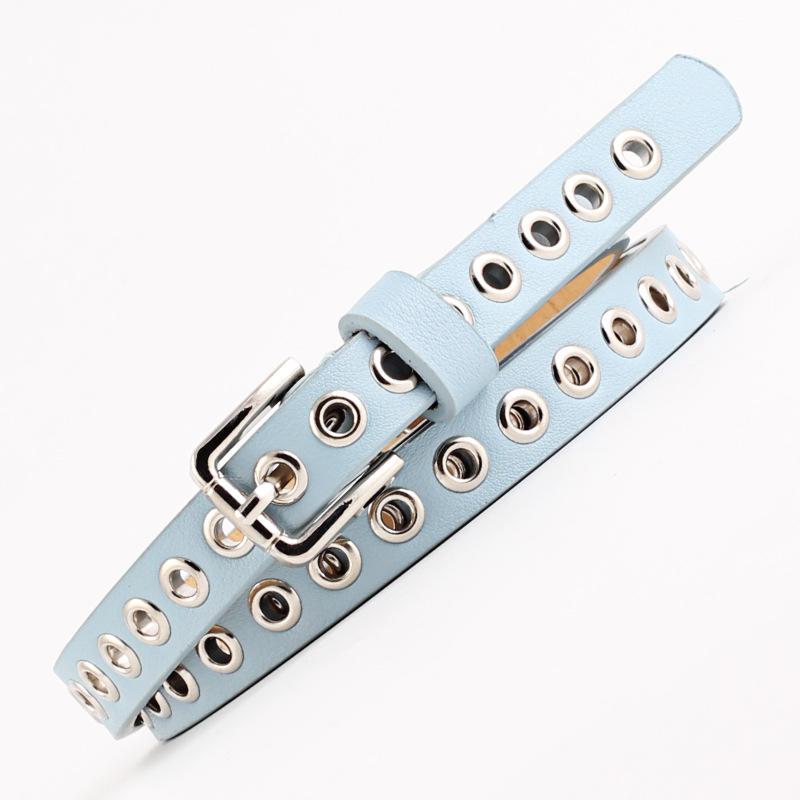 Metal Ring Waist Belt Women Skinny Waist Belt Thin Leather Waistband Strap
