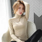 Turtleneck Women's Bottoming Shirt, Fashion All-match Solid Color Long-sleeved Women's Sweater with Slim Pullover Women's Top
