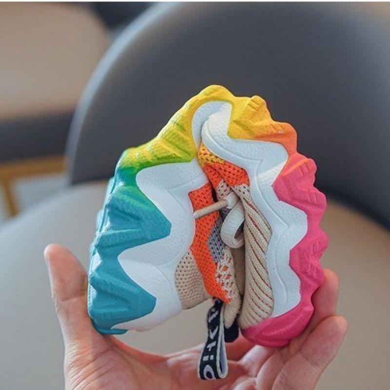 Children's Girls'  Boy Shoes Spring Summer Korean Version  Sports Shoes  Breathable Lightweight Flying Shoes Middle-aged Students' Casual Shoes