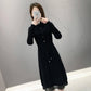 Dress Women High Neck Knitting Pullovers Clothes Waist Turtleneck Long Sleeve Lace Sweater Dress