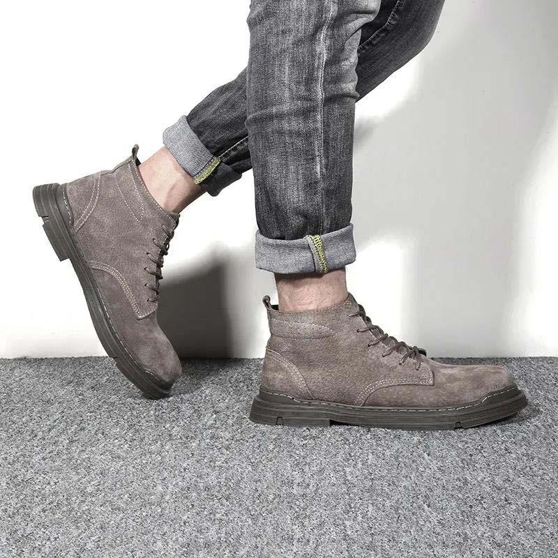 Martin Boots Male Autumn and Winter Leather High Boots Men's Tooling Leather Boots Martin Boots