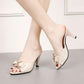 High-heeled Slippers Summer Wear Korean Style Bow Thong Stiletto Medium-heeled Women's Shoes