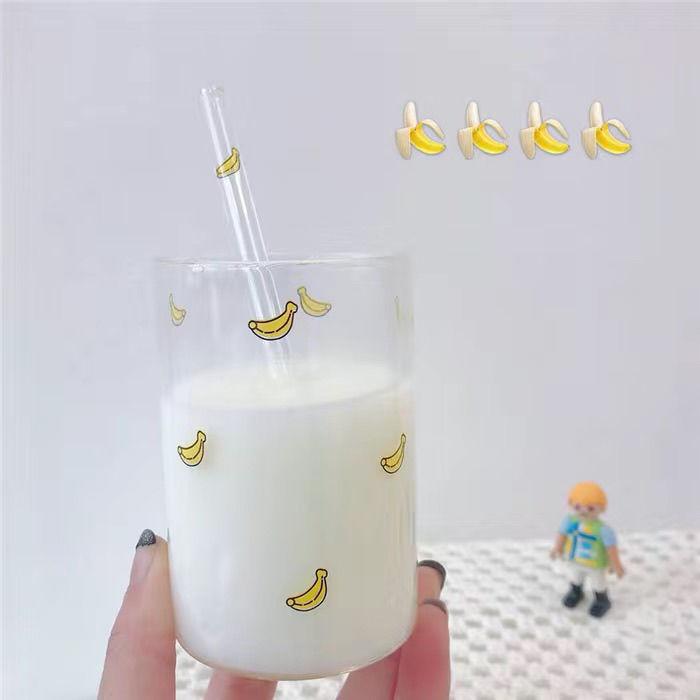 300ML Strawberry Cute Nordic Glass Cup Creative Transparent Water Cup Student Milk Heat Resistant Glass Home Party Drinking Cup