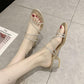 Fashion wild net red rhinestone shoes drag crystal fairy ins thick heel sandals female summer wear